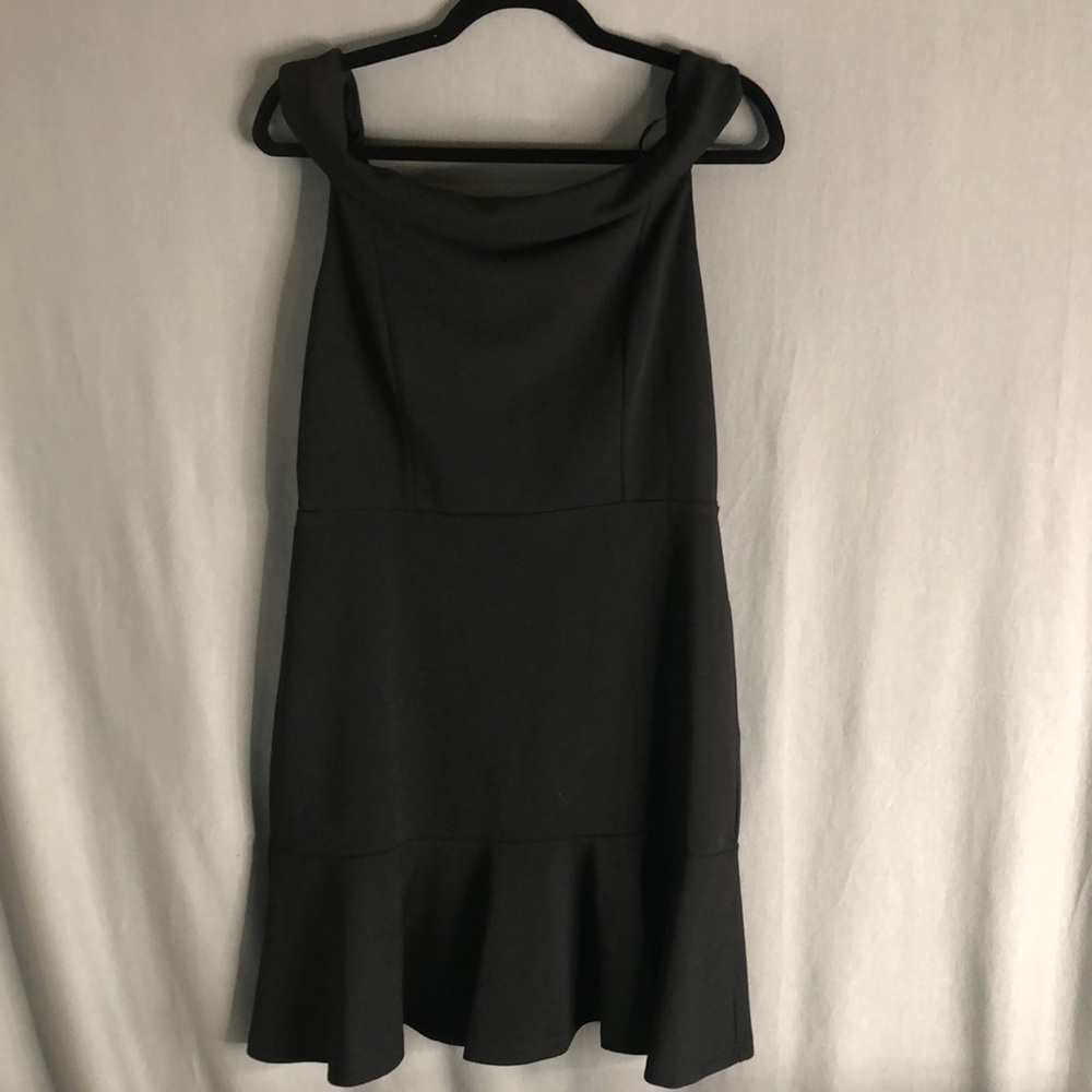 ABS Collection Black Drop Shoulder Zip Back Little Black Dress